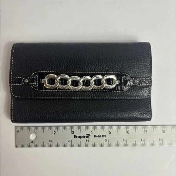 Brighton Black Leather Wallet with Silver Chain Accent - Picture 9 of 9